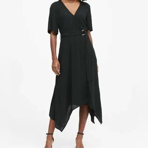 BANANA REPUBLIC Handkerchief-Hem Wrap Dress in Black - 2